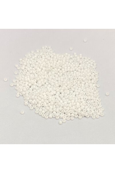 Bi hızlı Cam Kum Boncuk Çekoslovakya Boncuğu ( 11/0 ) 2 mm 10 gram Beyaz Renk