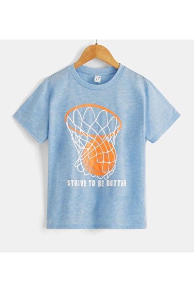 MORNİNG KİDS Tricou pentru copii cu imprimeu cu creuzet de baschet Baby Blue