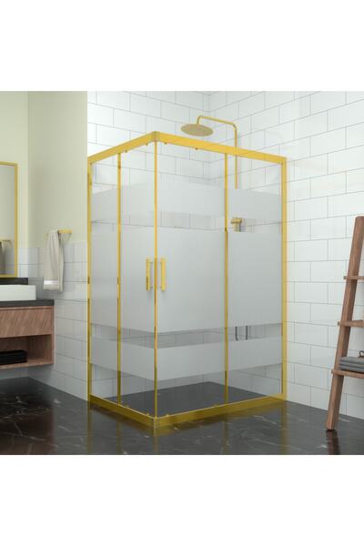 TEKNO DUŞ DUŞAKABİN TEKNE VE KÜVET SİSTEMLERİ GOLD RİGEL 6mm Kumlamalı Cam Di...