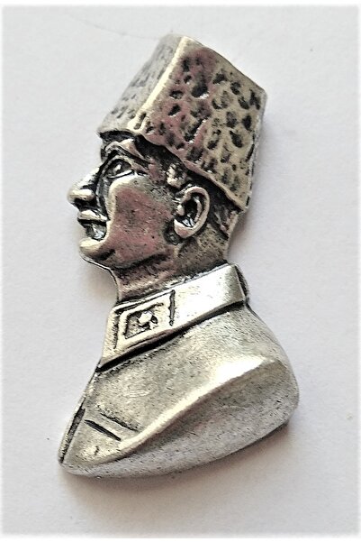 ATA TANITIM 925 Ayar Gerçek Gümüş Kaplama Yakalı, Kalpaklı Büst, Atatürk Rozeti