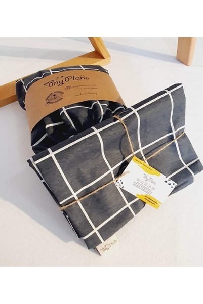 tiny plans Single Plaid Elastic Sheet Set 120x200cm
