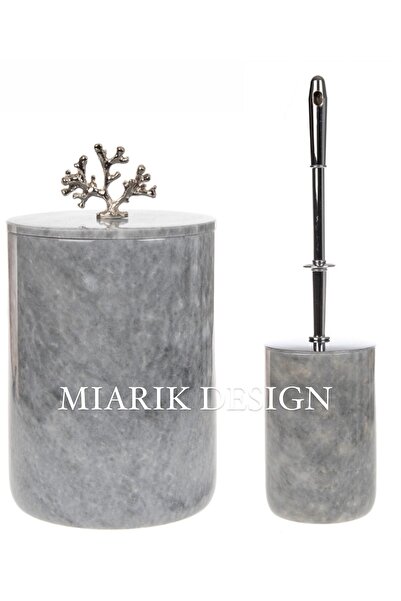 MIARIK DESIGN & DEKORASYON DEKORATİF MERMER ÇÖP KOVASI VE TUVALET FIRÇASI