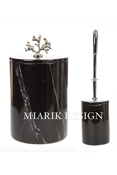 MIARIK DESIGN & DEKORASYON DEKORATİF MERMER ÇÖP KOVASI VE TUVALET FIRÇASI