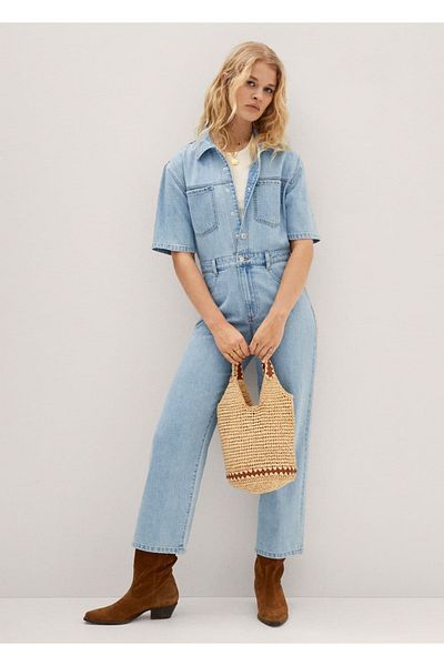 MANGO Woman Einkaufstasche in Kontrastfarbe