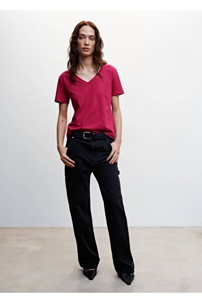 MANGO Woman تي شيرت قطني أساسي