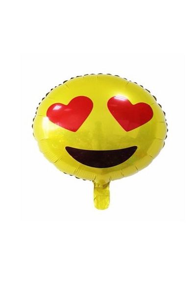 BEST PARTİ DOĞUM GÜNÜ PARTİ SÜSLERİ Emoji Foil Balloon with Heart Eyes 45 cm