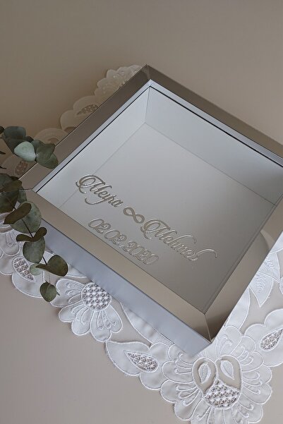 Verda Çerçeve 25x25 cm argintiu cadru de memorie adâncă - cadru de memorie adâncime de 6 cm cutie de trandafiri