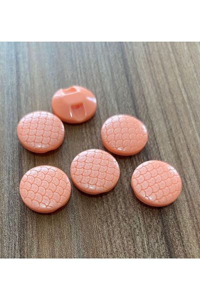 Öztürk 1.5cm Honeycomb Patterned Polyester Baby Button - Pack of 6. Salmon