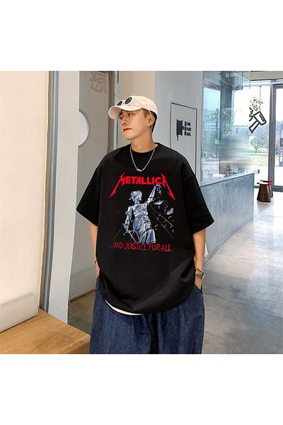 Touz Rock Series Metallica и Justice For All Черна унисекс голяма тениска