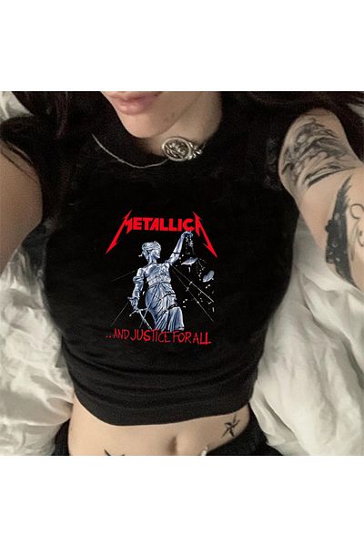 Touz Rock Series Metallica And Justice For All Black Crop