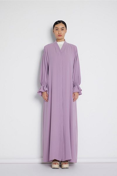 Nuum Design Abaya Lilac with Elastic Sleeve Detail