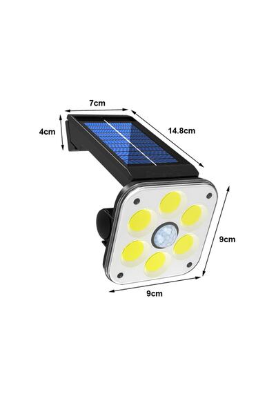 nelerbulurum 3 Farklı Işık Modu Solar Panelli 54 COB LEDLİ SENSÖRLÜ SOLAR AYDINLATMA