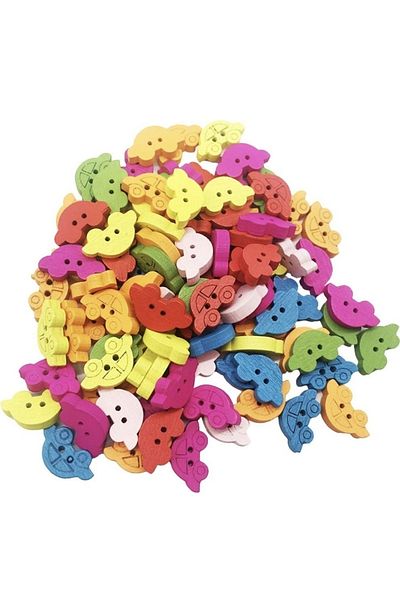 OzanTuhafiye Wooden Color CAR Button 50 Pcs