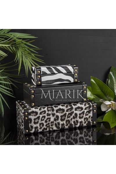 MIARIK DESIGN & DEKORASYON صندوق جلدي مزخرف مكون من 3 قطع