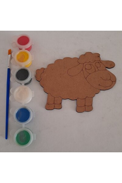 Ebrulisler Koyun Ahşap Boyama Çocuk Aktivite Sanat Etkinlik Akrilik Boya ve F...