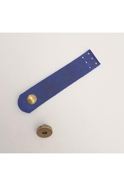 angel çanta aksesuar Angel Bag Accessory 11x2.3 cm Crazy Oil Saks Blue Real Leather Flat Bag Cover with Antique Metal