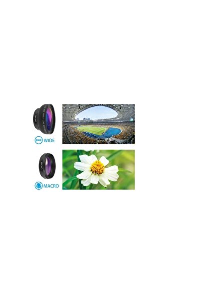 Deyatech 37mm 0.45X Geniş Açı Lens + Makro Lens 2'si 1 Arada Cep Telefonu Lens Kiti