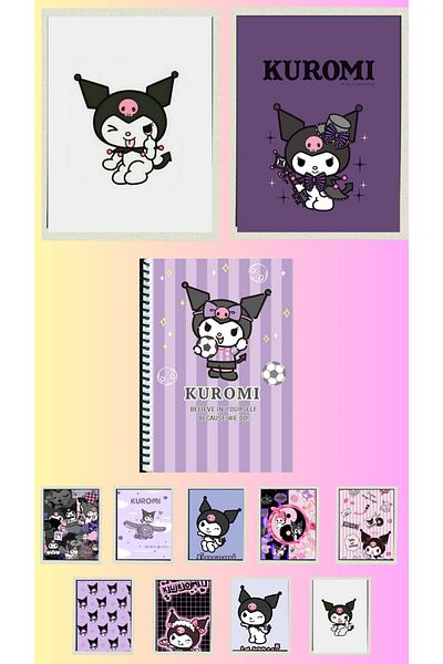 animeandyourworld Kuromi Poster A3, 2 notebooks A4 1 piece, photocard 9 pieces