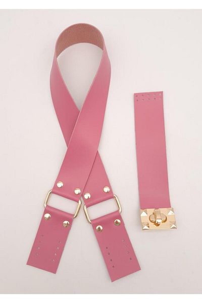 angel çanta aksesuar Angel Bag Accessory 70x4 cm Faux Leather Bag with Handle and Cover Fuchsia Bag Set Light Gold Metal