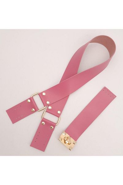 angel çanta aksesuar Angel Bag Accessory 70x4 cm Faux Leather Bag with Handle and Cover Fuchsia Bag Set Light Gold Metal