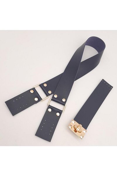 angel çanta aksesuar Τσάντα από συνθετικό δέρμα Navy Blue - 70x4 cm, Κάλυμμα λαβής, Σετ τσάντα από ελαφρύ χρυσό μέταλλο