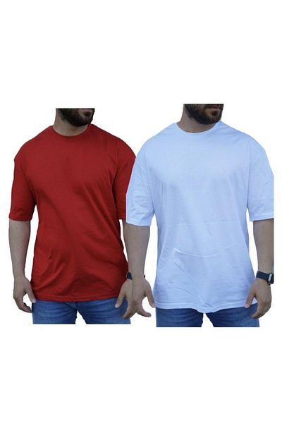 FATELLA MEN'S 2-PACK COMFORTABLE SHORT SLEEVE BASIC CREW COLLAR OVERSIZE T-SHIRT