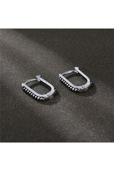 Viking Long Serrated Drop Model Ring Stainless 316L Steel Vintage Unisex Thin Earrings
