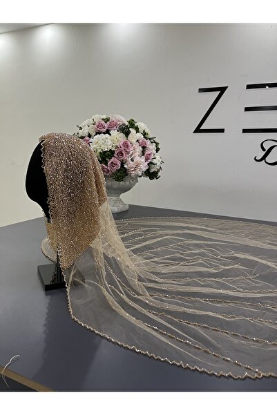 ZEN DUVAK Gold nakışlı rabia model gelin duvağı