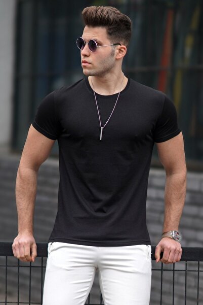 Madmext Ανδρικό μπλουζάκι με μαύρο στάμπα - 3006