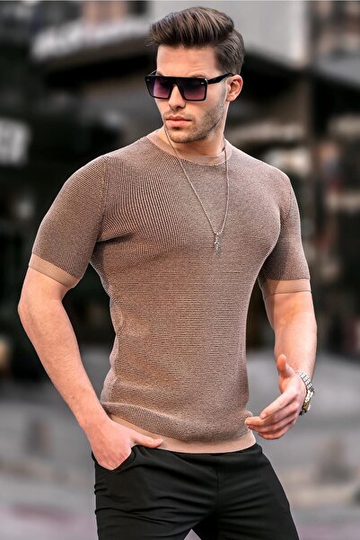 Madmext Tricou de tricotaj bej pentru bărbați