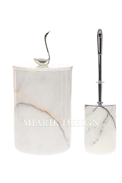 MIARIK DESIGN & DEKORASYON DEKORATİF MERMER ÇÖP KOVASI VE TUVALET FIRÇASI