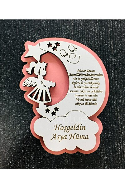 Wooden Baby Girl Evil Eye Prayer Magnet 25pcs Pink White Wood G2F1Z31A04