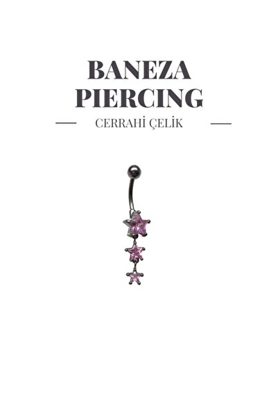 BANEZA Cerrahi Çelik Göbek Taşlı Sallantılı Piercing