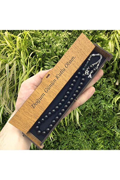 KANUNİ TESBİH Design argintiu Glob tăiat cu litere detaliat Oltu Stone Tasbih