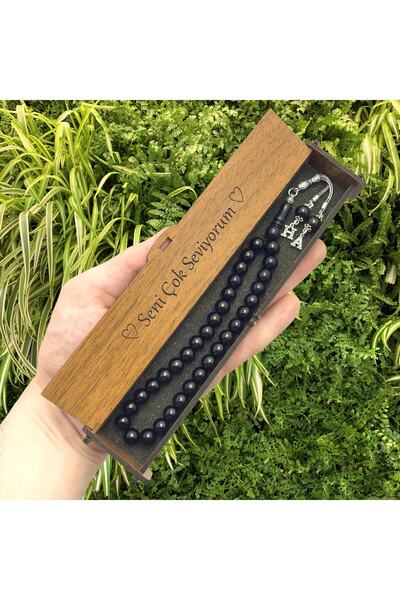 KANUNİ TESBİH Design argintiu Glob tăiat cu litere detaliat Oltu Stone Tasbih