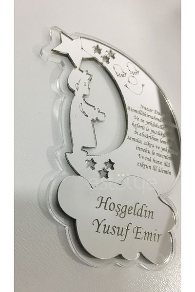 estölye Baby Boy Evil Eye Prayer Magnet 25 Pieces Transparent Silver Plexiglass G2F20126Z5