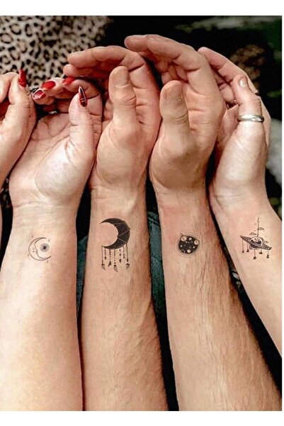 petit bijou Unisex Ay Gezegen Güneş Dövme, Bff Geçici Dövme,el,kol,bilek,göğüs Dövmesi Tattoo
