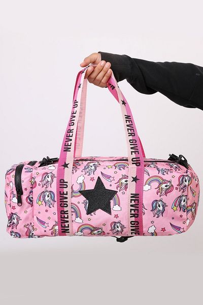 ICONE BAG Geantă sport pentru fete cu imprimeu stea - model unicorn, detaliu cu fermoar