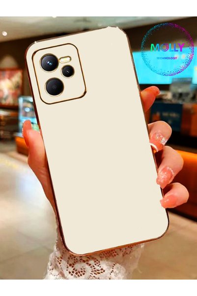 Molly Technology حافظة سيليكون فاخرة لهاتف Realme C35 مع حواف بيضاء لؤلؤية وت...