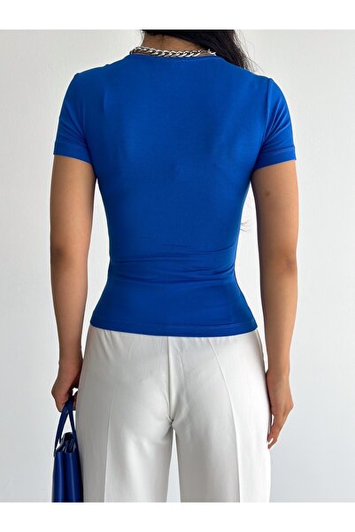 laughs WOMEN'S SHORT SLEEVE SQUARE COLLAR VISCOSE BLOUSE BLZ11870