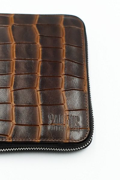 Carens Τσάντα μολυβιού 6 τεμαχίων από δέρμα κροκόδειλου Σκούρο καφέ