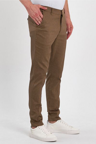 MODAMESTO Ανδρικό παντελόνι Camel Slim Fit Cotton Dobby Chino