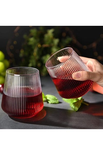 KÜÇÜK EW Heat Resistant Borosilicate Short Oval Origami Shaped Glass | Coffee Presentation And Cocktail Glass - 300ml
