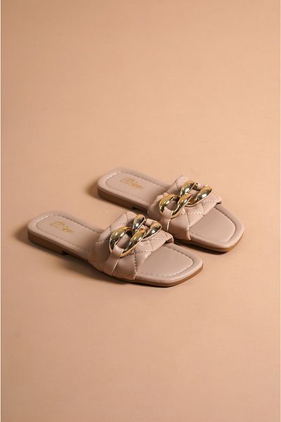 munora butik شبشب نيود مع تفاصيل سلسلة ذهبية