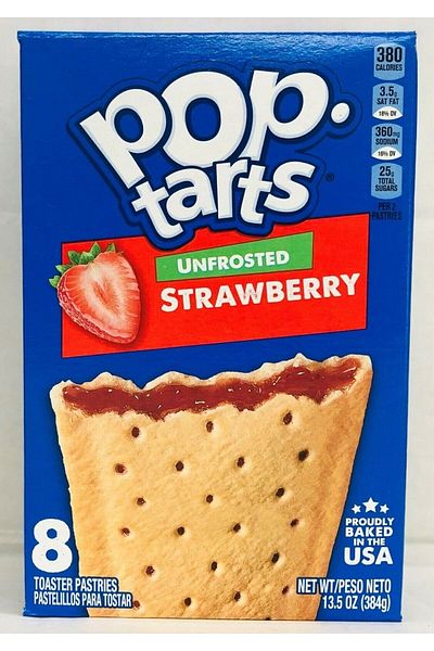Kellogg's Unfrosted Pop Tarts - 8 Pieces of Strawberry 384 Gr