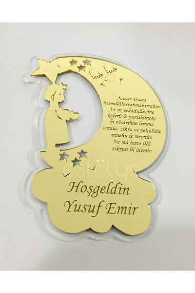 estölye Baby Boy Evil Eye Prayer Magnet 25 Pieces Transparent Gold Plexiglass G2F2012161R6