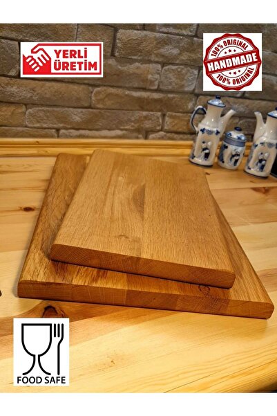 F&S WoodArt مجموعة من لوح تقطيع الخبز الخشبي الطبيعي للمطبخ مكون من قطعتين - حافة خاصة