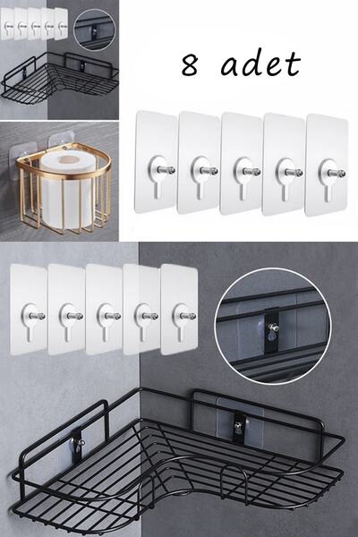 Sekiz8 8 Adet Duvar Delmeden Güçlü Yapışkanlı Iz Bırakmaz Şeffaf Vida Suya Da...