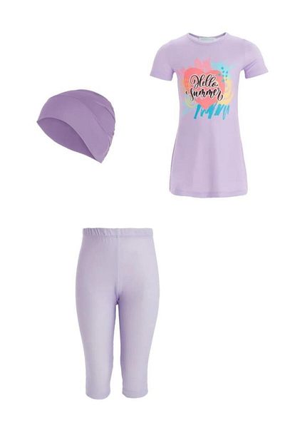 Adasea Lilac Short Sleeve Children's Swimsuit