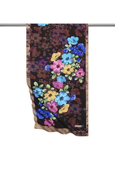 Bursa İpek Brown Floral Silky Scarf